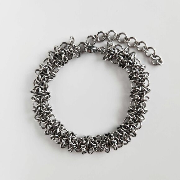 Vintage classic gothic silver orc weave bracelet - Picture 1 of 9
